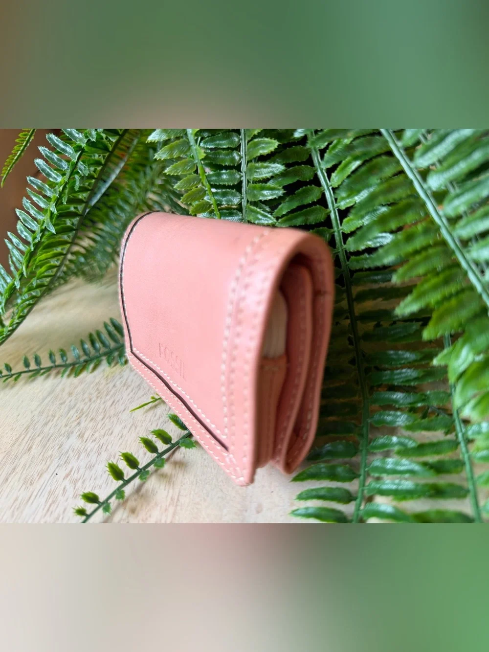 FOSSIL Leather Pink Flap Wallet Never Used Super soft - some marks